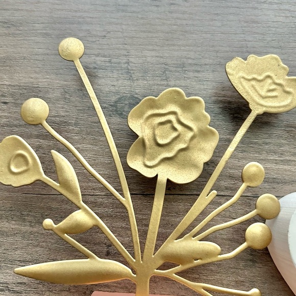 Set of (2) Ashland Decorative Wooden Vases with Gold Metal Accents - Picture 4 of 7